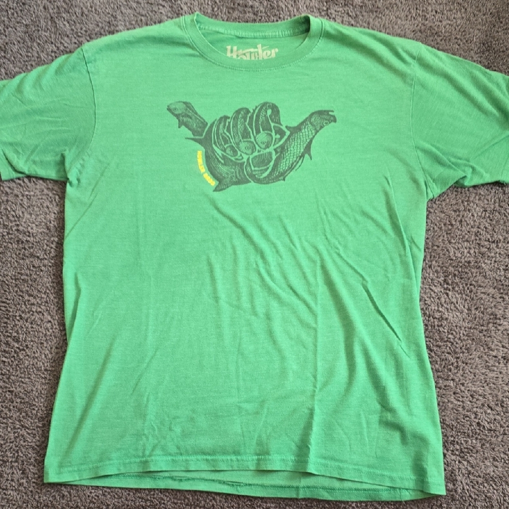 Howler Brothers Green Short Sleeve Tee with Shaka Design